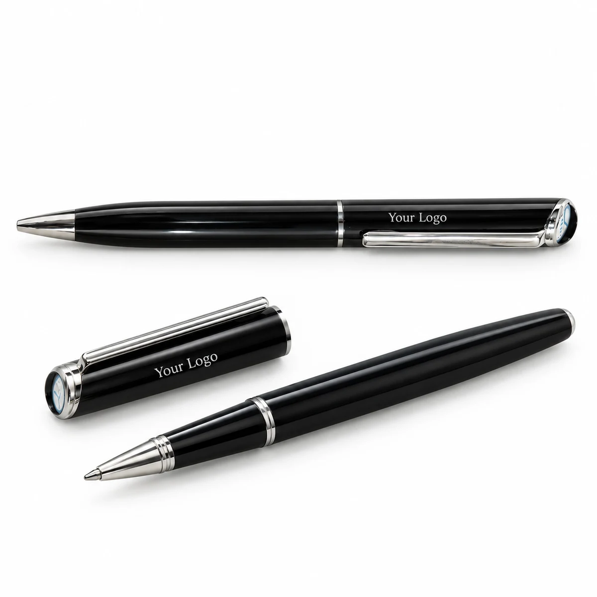 Black Premium Steel Pen with Chrome Accents